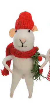 Small Felt Mouse with Red Hat