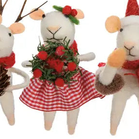 Small Felt White Girl Mouse Wreath