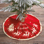 Santa And Sleigh  Vintage Inspired Small Feather Tree Skirt
