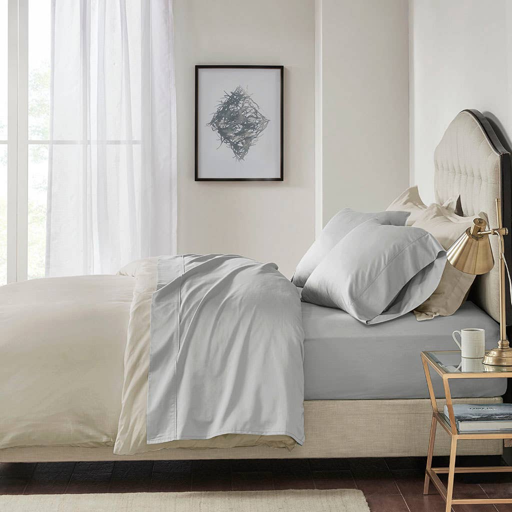 Pima Cotton Sateen 600 Thread Count Sheet Set, Grey