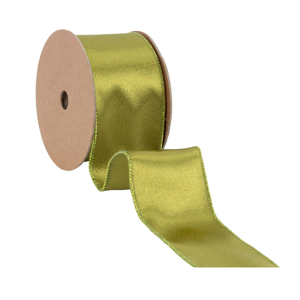 Wired Shimmer Satin Ribbon Moss 10 Yard Roll