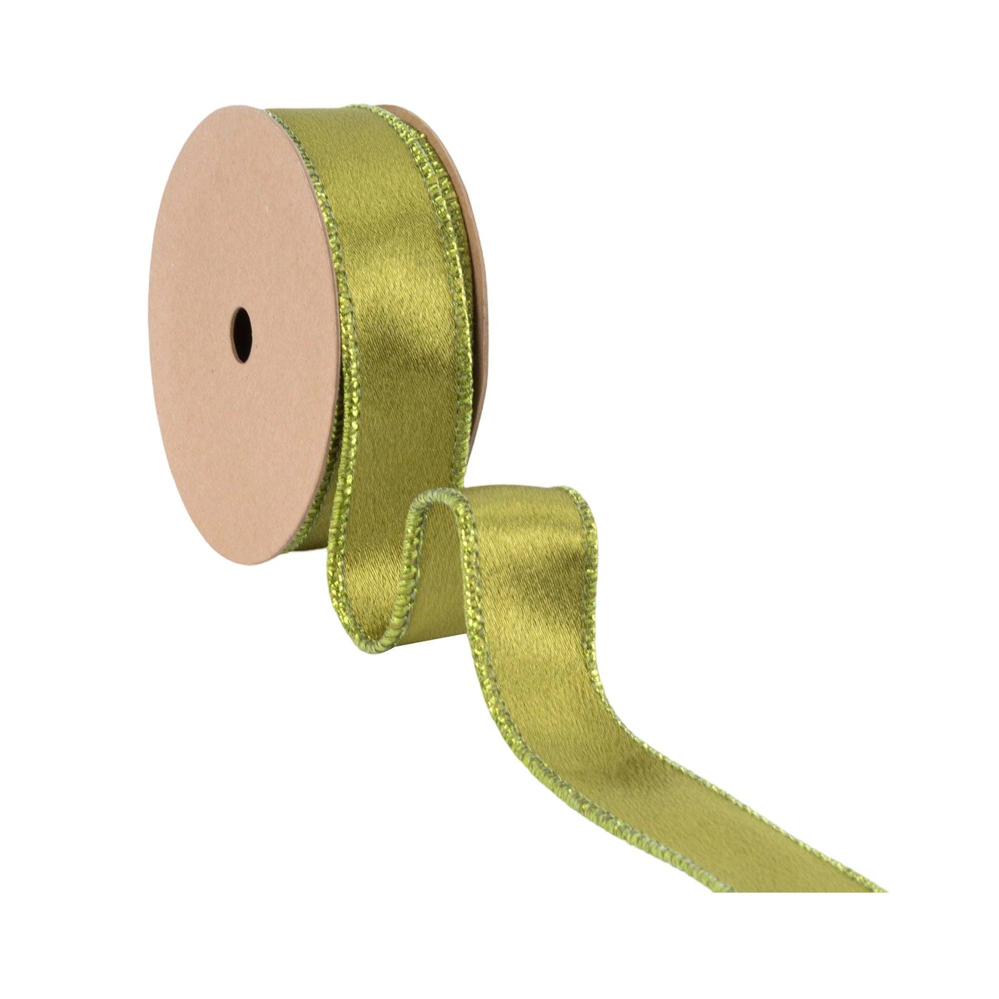 Wired Shimmer Satin Ribbon Moss 10 Yard Roll