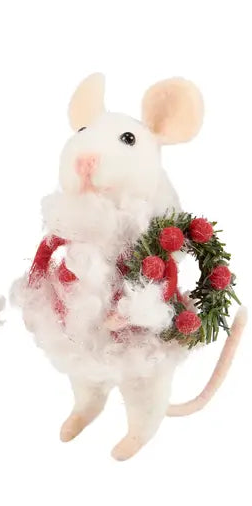 Felt Santa Mouse with Wreath