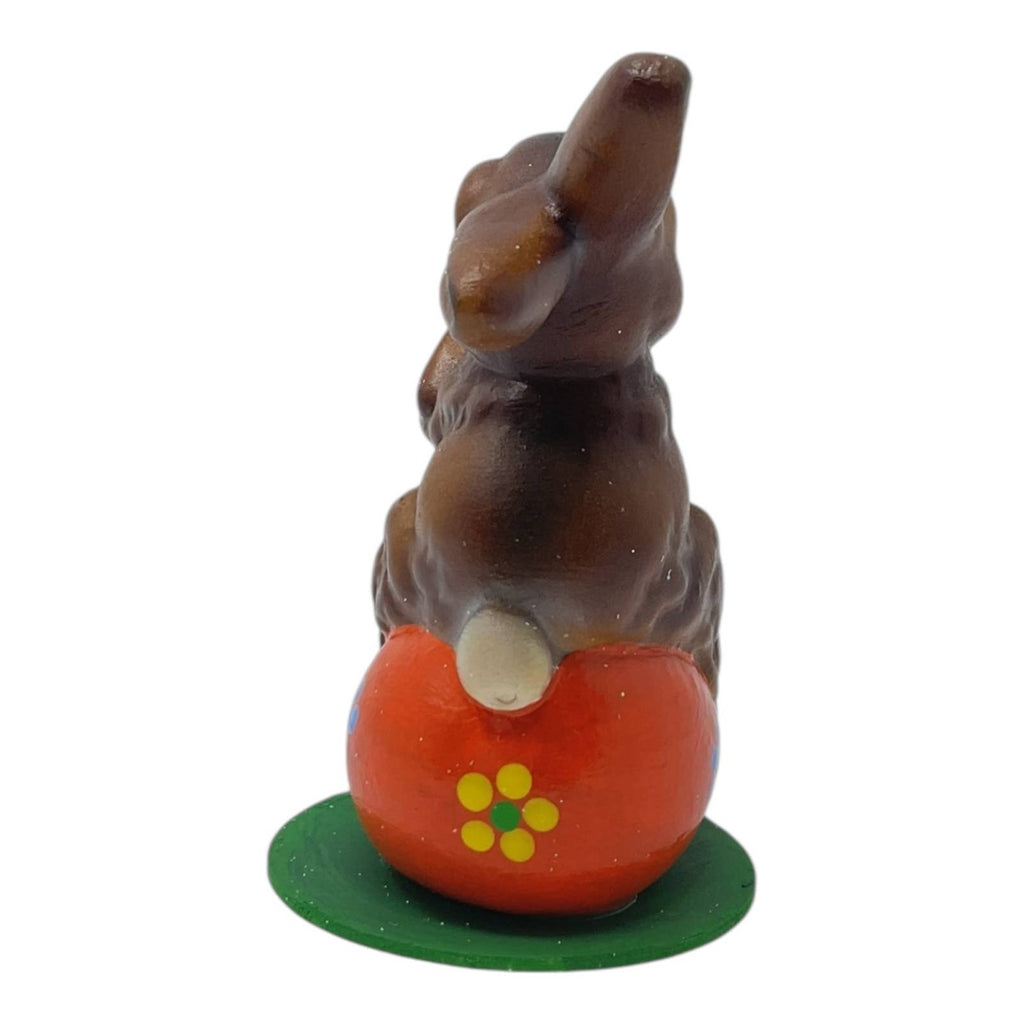 Ino Schaller Easter Bunny on Orange Egg German Paper Mache