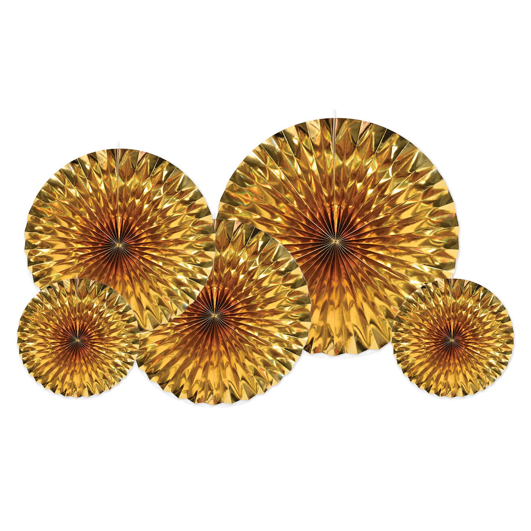 Gold Metallic Fans, 5 per package