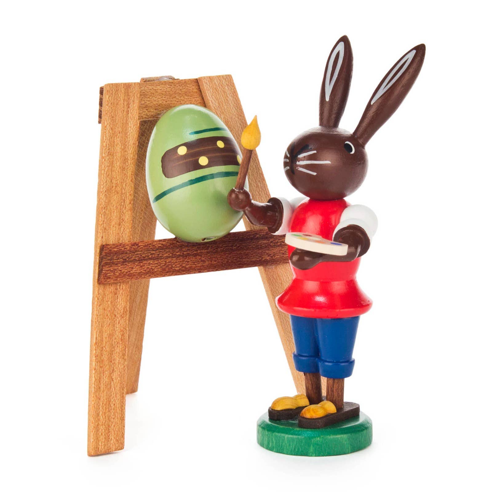 Artist Bunny Rabbit Painting Easter Egg Easel German Wood Figurine ...