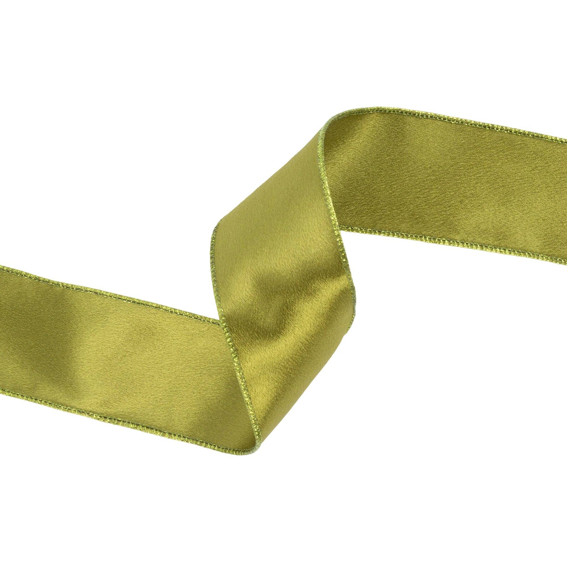 Wired Shimmer Satin Ribbon Moss 10 Yard Roll