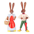 Easter Bunny Rabbit Couple German Wood Figurines 2 Piece Set