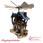 Erzgebirgsstubchen Factory Pyramiden Spinner 806 wooden house with rotating helicopter propeller on top