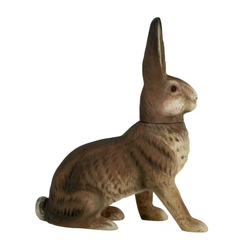 Sitting 7" Easter Hare Brown Vintage Inspired German Paper Mache