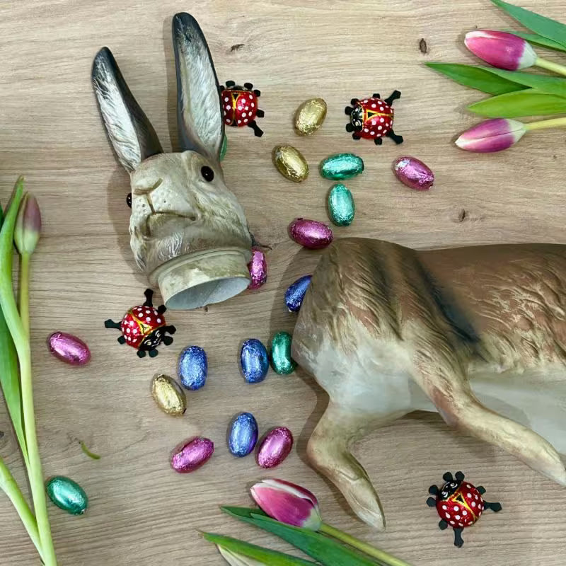 Sitting 15" Easter Hare Brown Vintage Inspired German Paper Mache