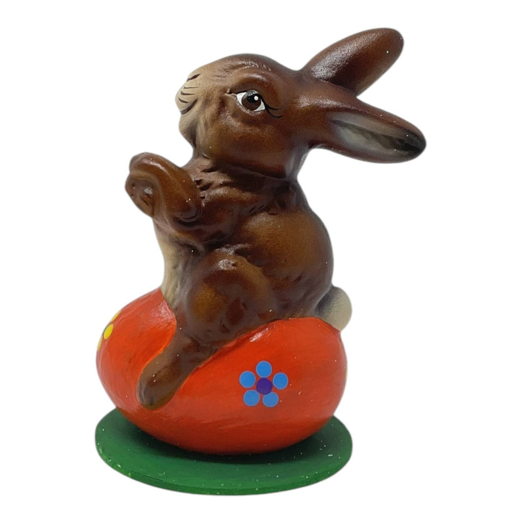 Ino Schaller Easter Bunny on Orange Egg German Paper Mache