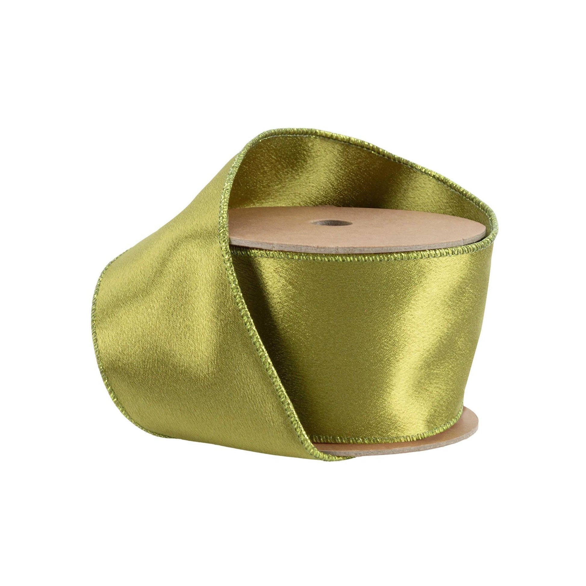 Wired Shimmer Satin Ribbon Moss 10 Yard Roll