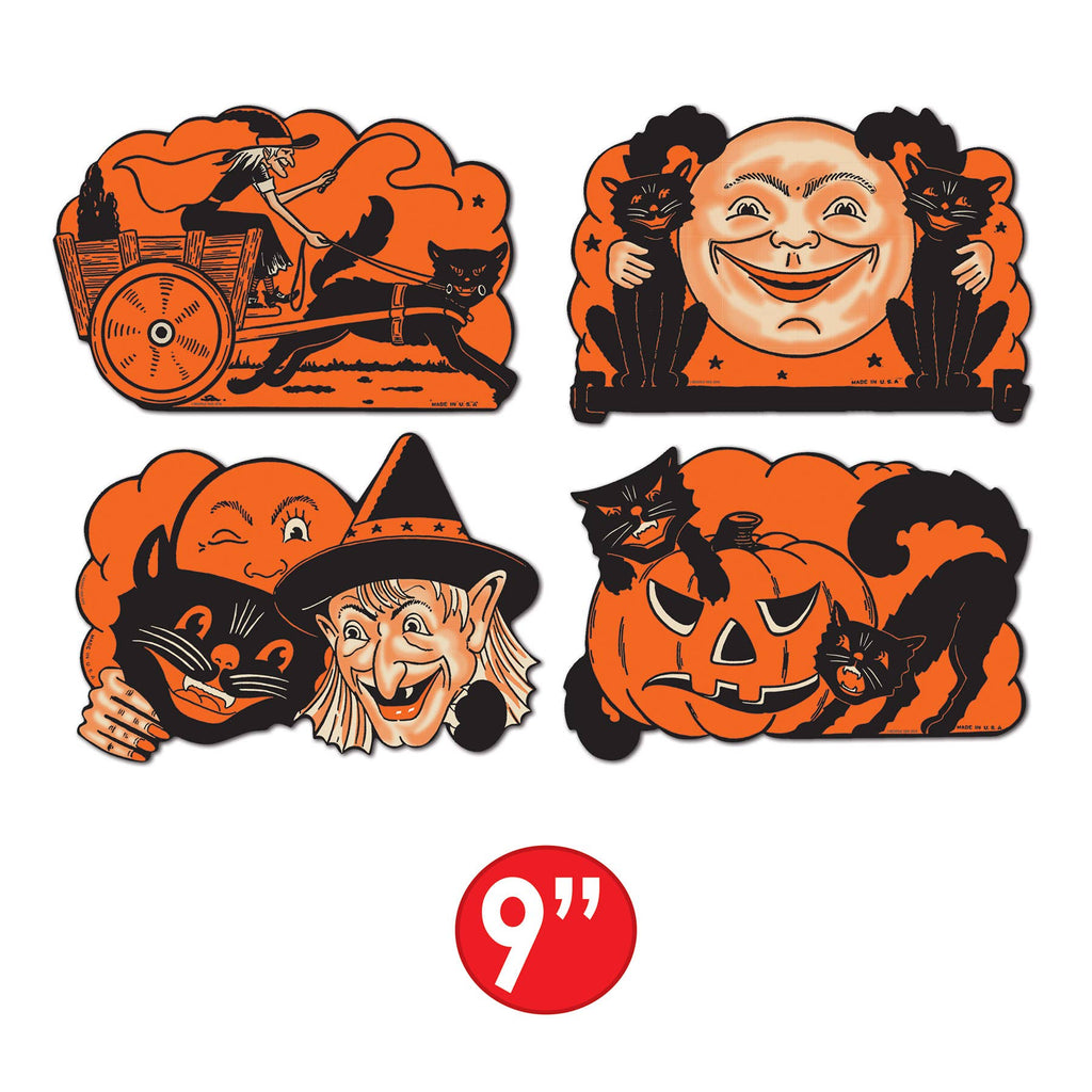 Vintage Inspired Halloween Cutouts 9", printed on 2 sides