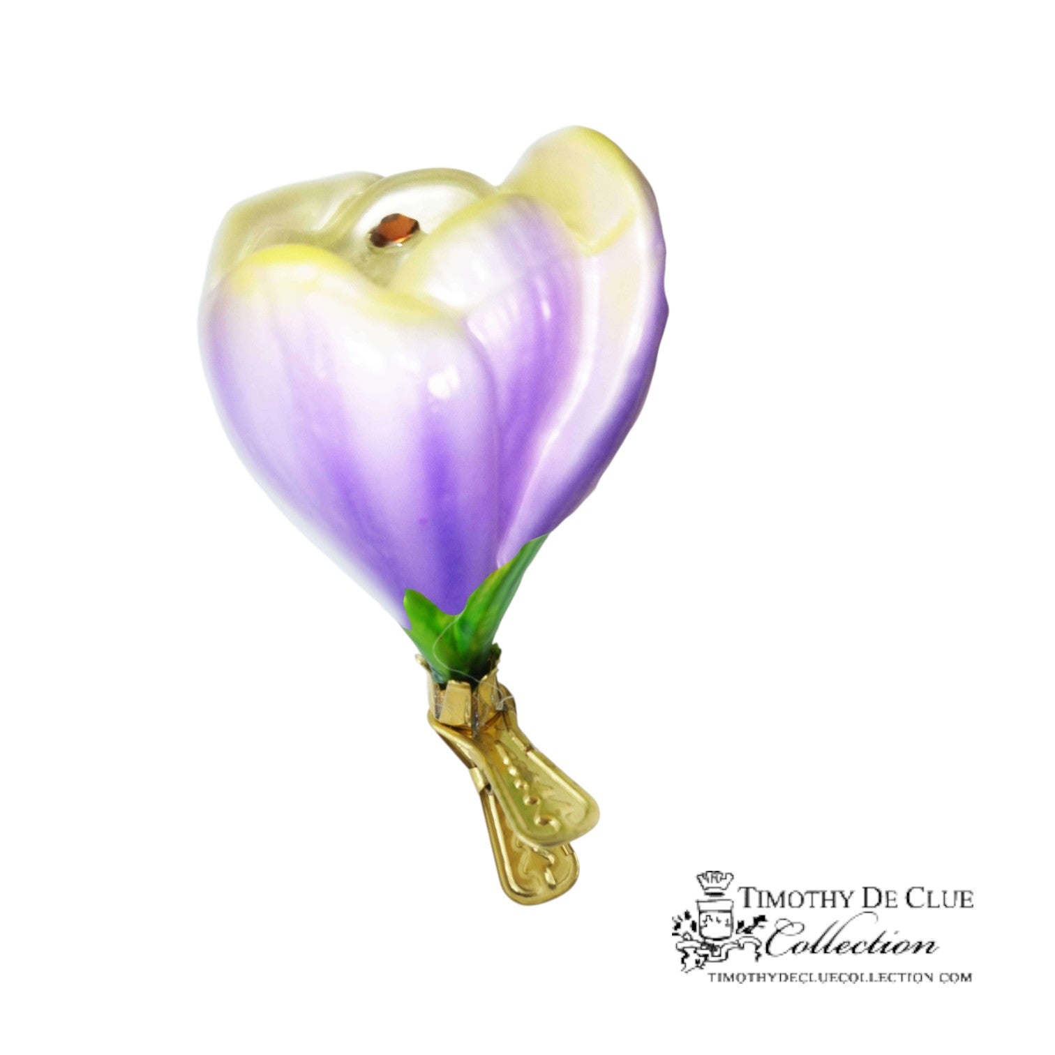 Crocus Clip Fleur Purple Yellow- | 3.25 in - Christmas Clip Ornament