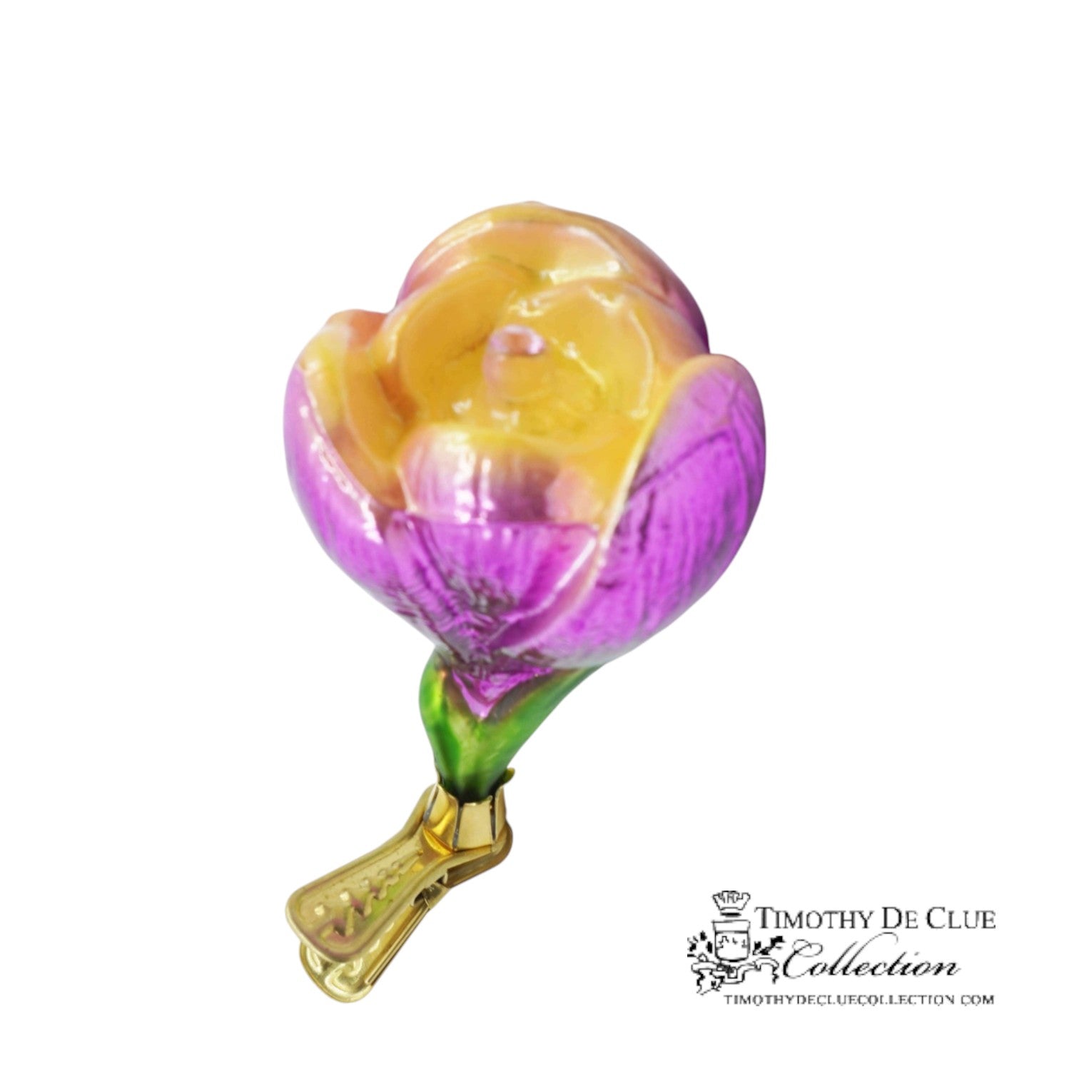 Crocus Clip Fleur Fuchsia Yellow- | 3.25 in - Christmas Clip Ornament