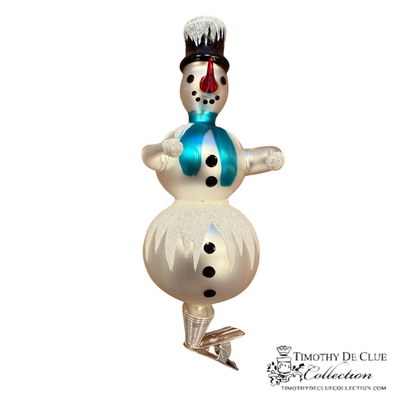 Free Blown Clip “Schnee Person Teal Scarf”  Snowman Clip Ornament