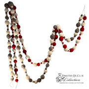 Grey/Cream Snowball Felt Garland - Fair Trade Christmas Made in Nepal