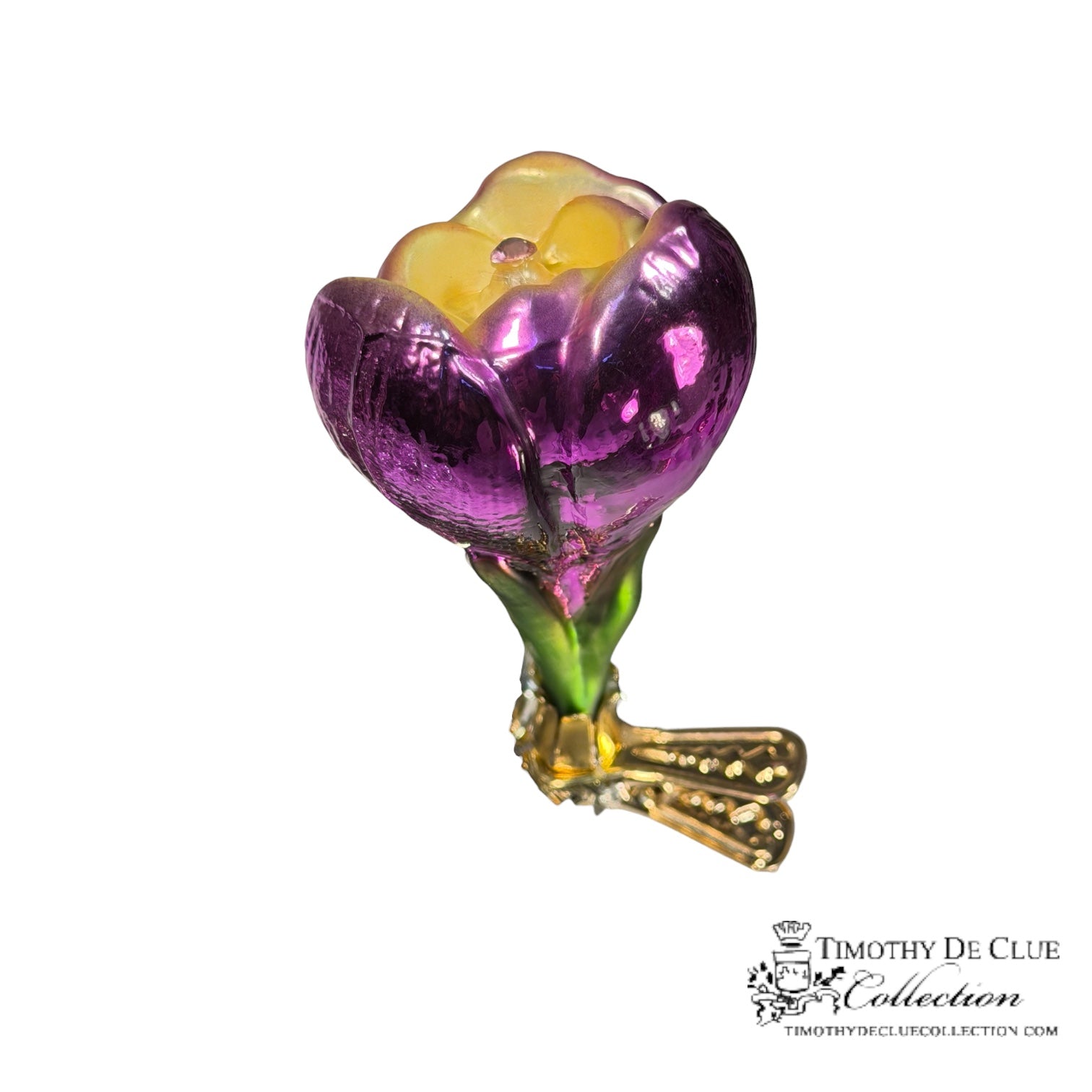 Crocus Clip Fleur Fuchsia Yellow- | 3.25 in - Christmas Clip Ornament