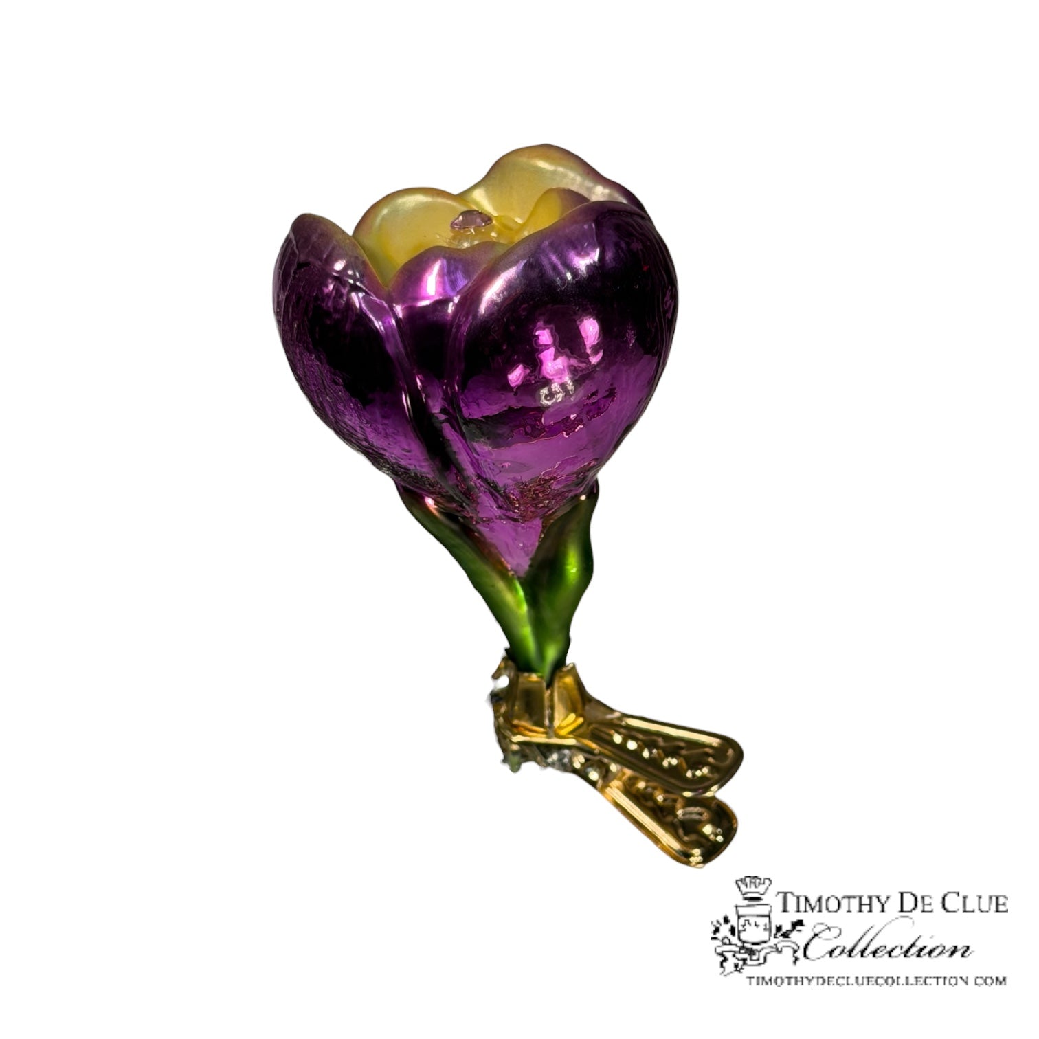 Crocus Clip Fleur Fuchsia Yellow- | 3.25 in - Christmas Clip Ornament