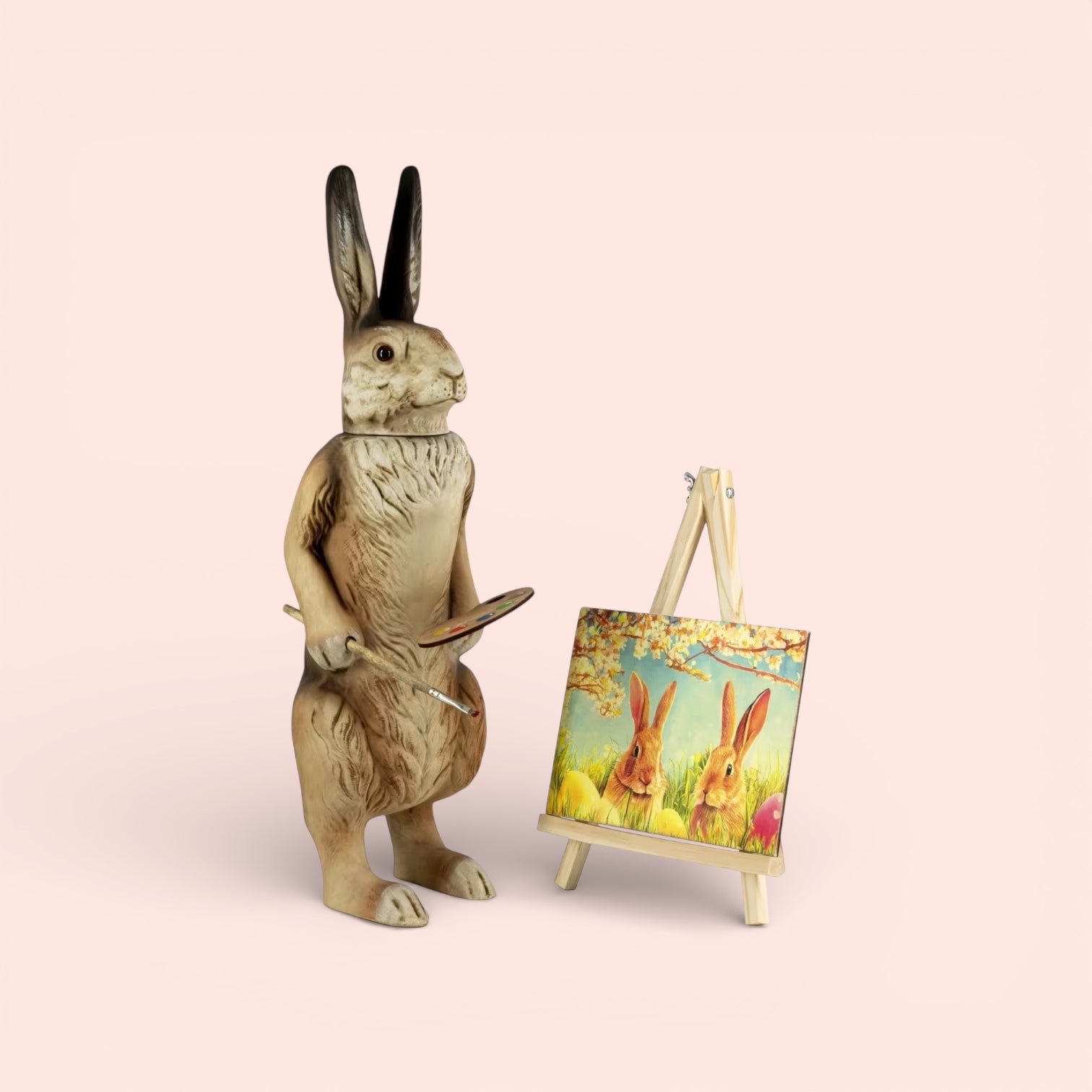 Artist Easter Bunny Brown Limited Edition German Paper Mache
