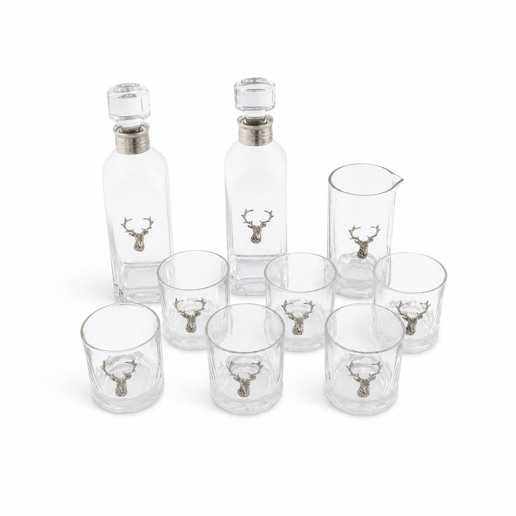 Elk Bust Glass Bar Set