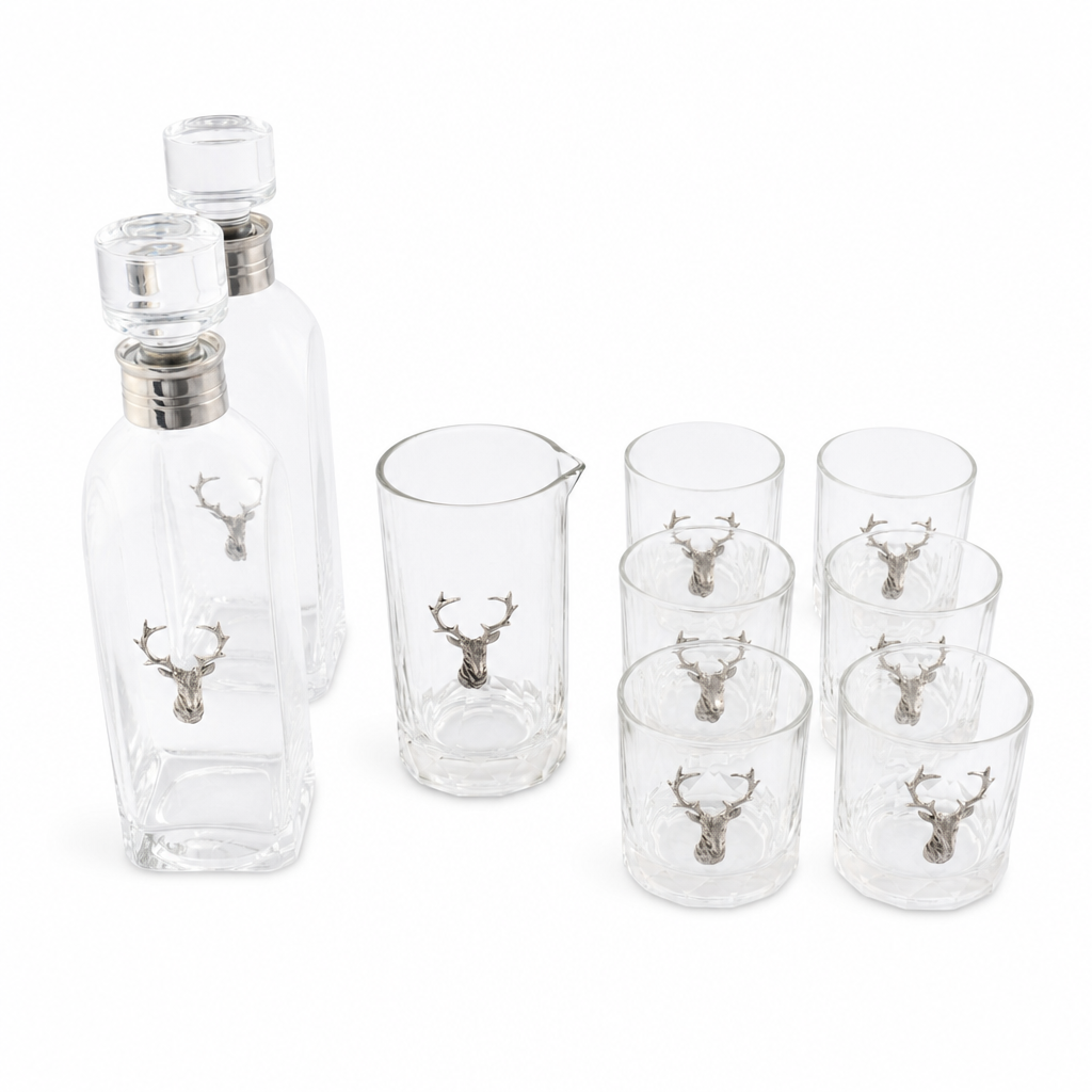 Elk Bust Glass Bar Set
