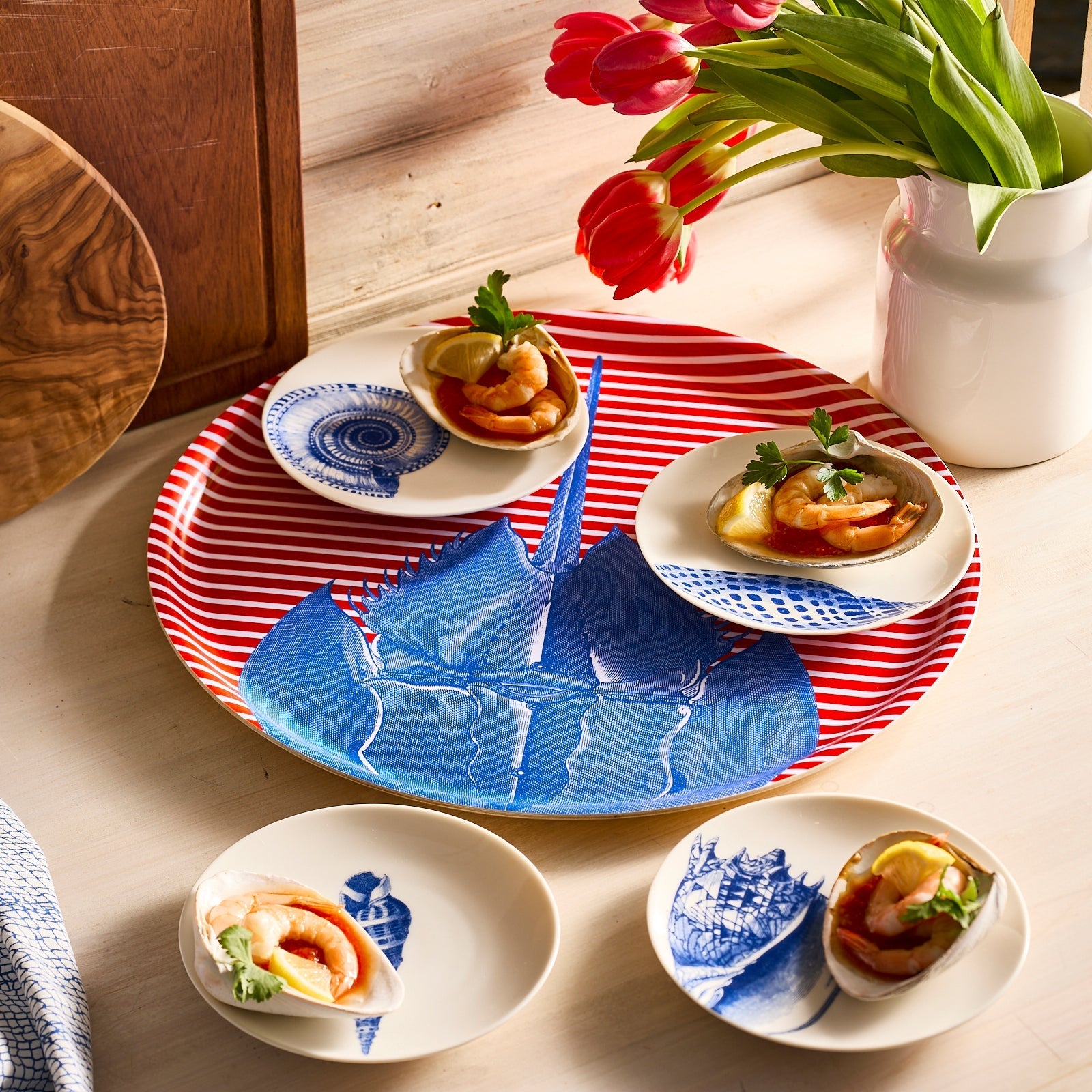 Horseshoe Crab Large Round Birchwood Tray
