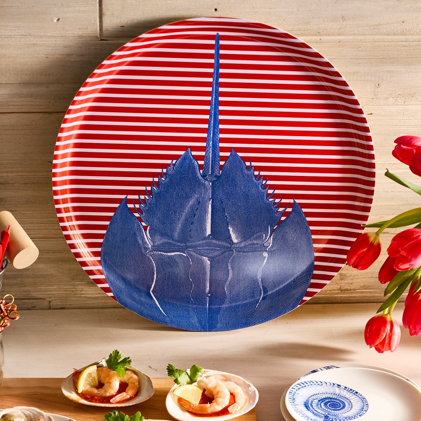 Horseshoe Crab Large Round Birchwood Tray