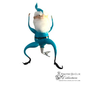 Free Blown Elf “Twinkle” Teal 6 in clip on Christmas Ornament