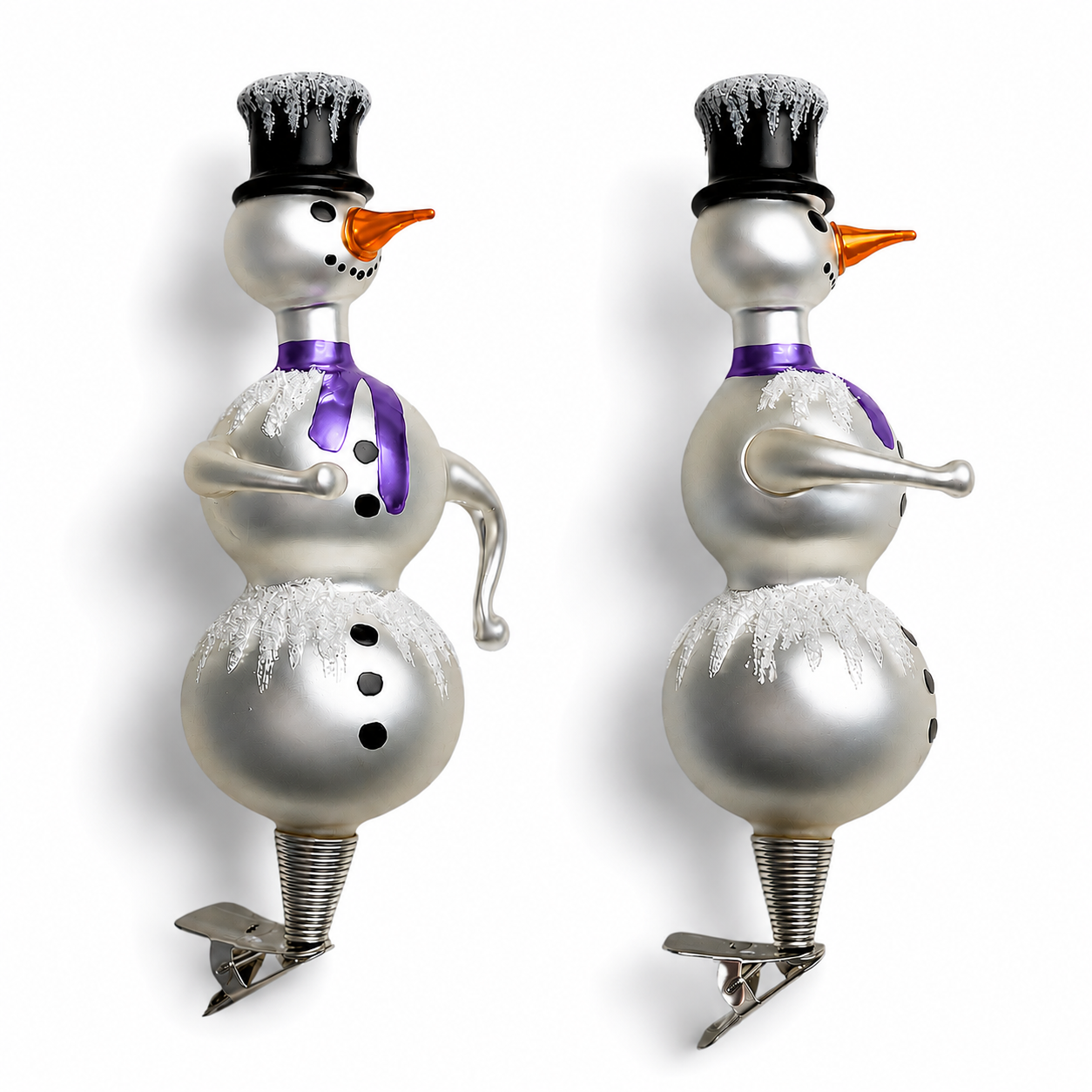 Free Blown Clip “Schnee Person Purple Scarf”  Snowman Clip Ornament
