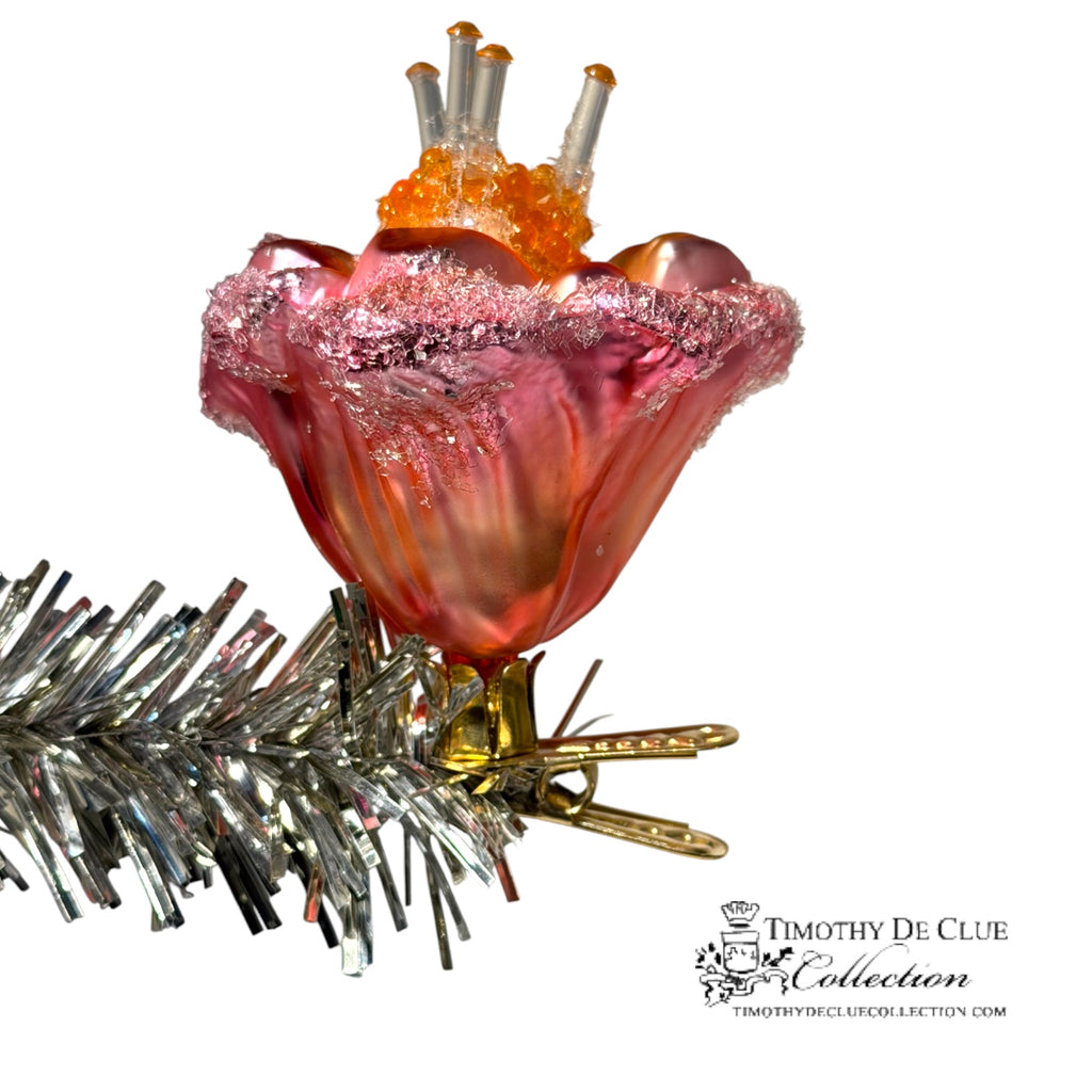 Lilly Clip Fleur Pink Orange- | 3.25 in - Christmas Clip Ornament