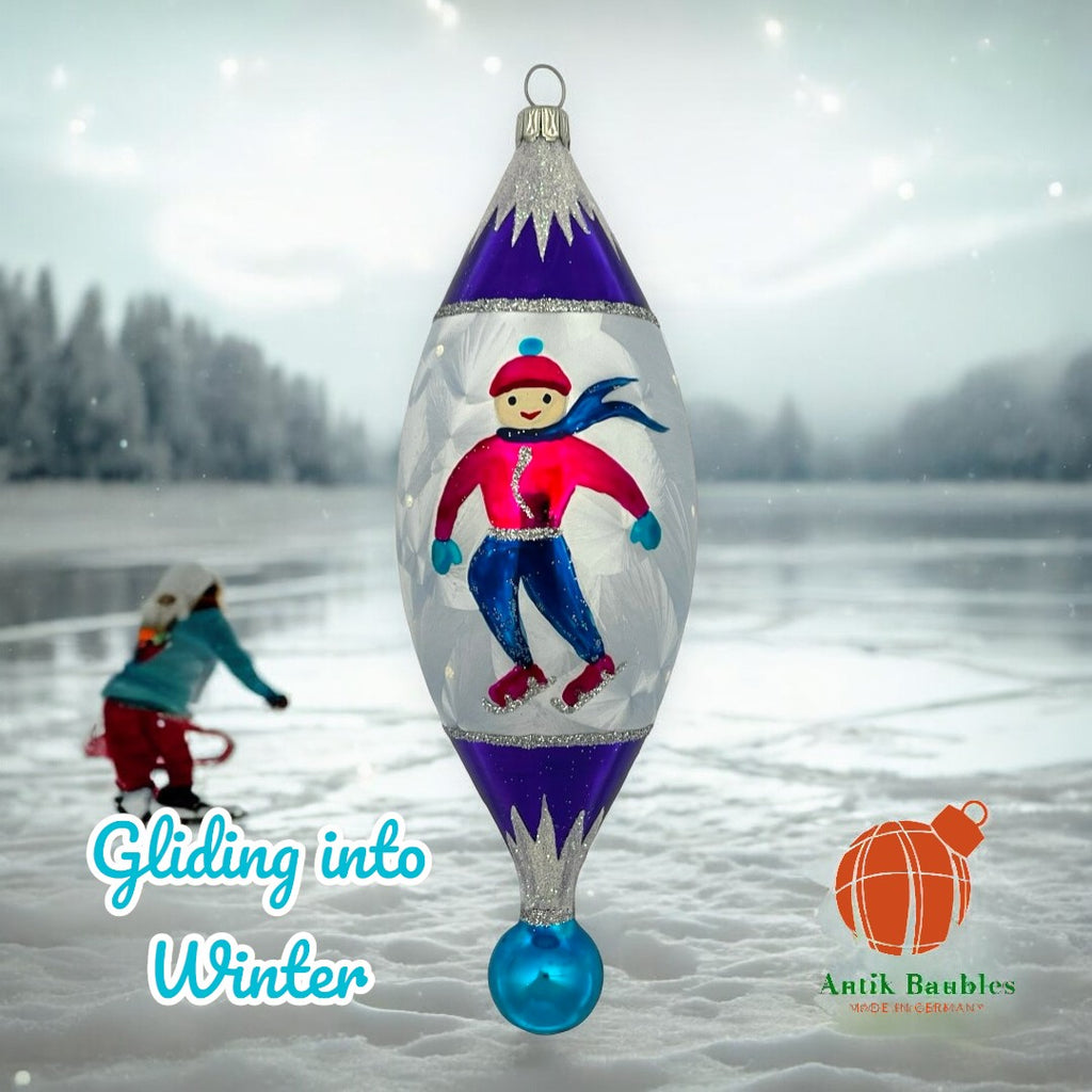 Gliding into Winter 7.5 in Tear Drop- Antik Baubles Exclusive Christmas Ornament