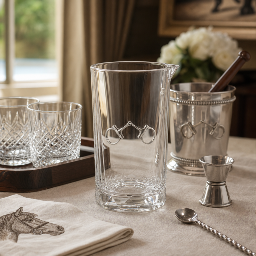 Bit Hatched Bar Glass Mixing Pitcher