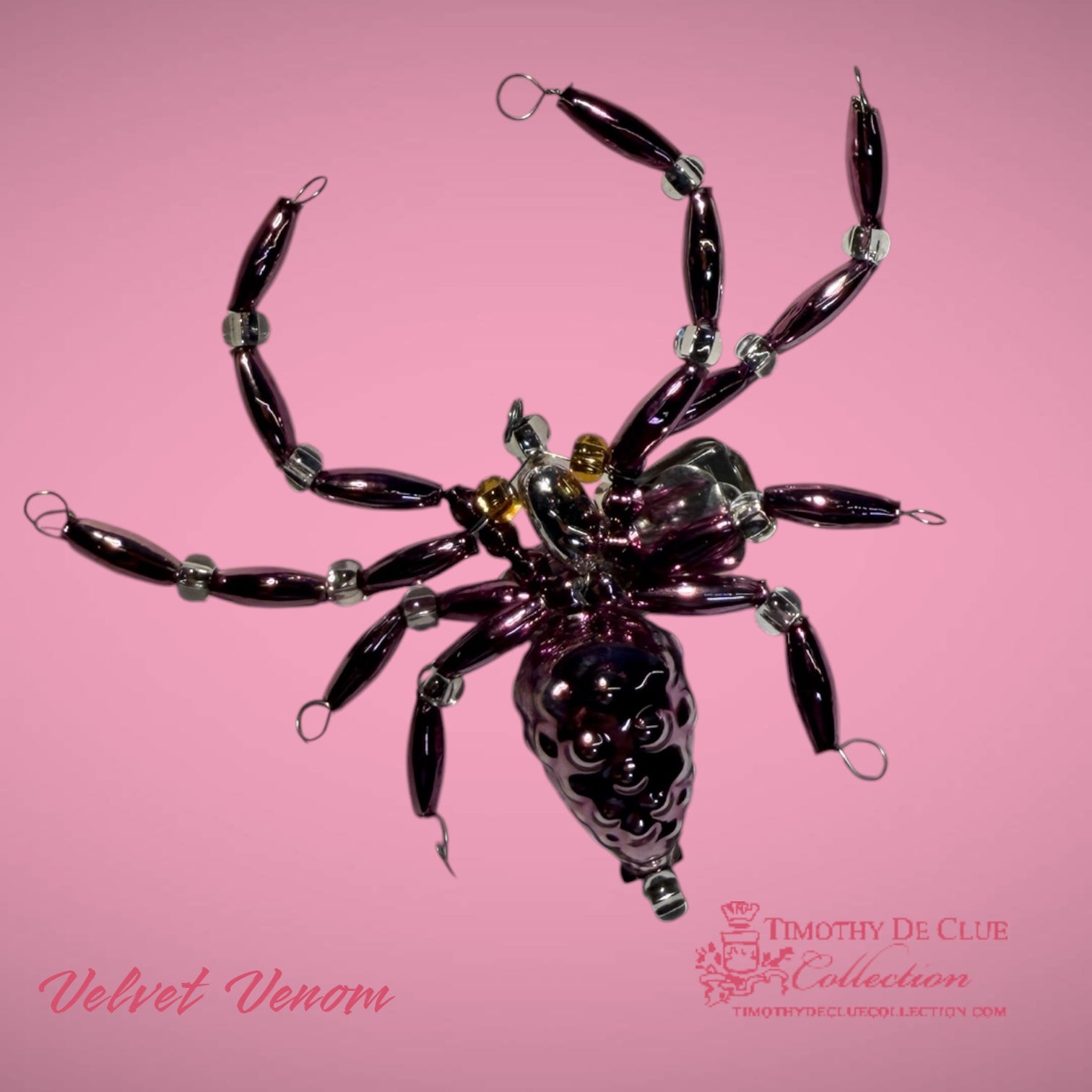 Velvet Venom Clip Spider- De Clue Beaded Christmas Collection