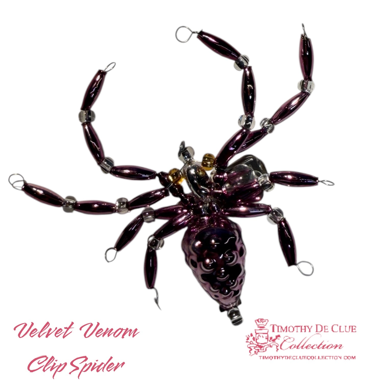 Velvet Venom Clip Spider- De Clue Beaded Christmas Collection