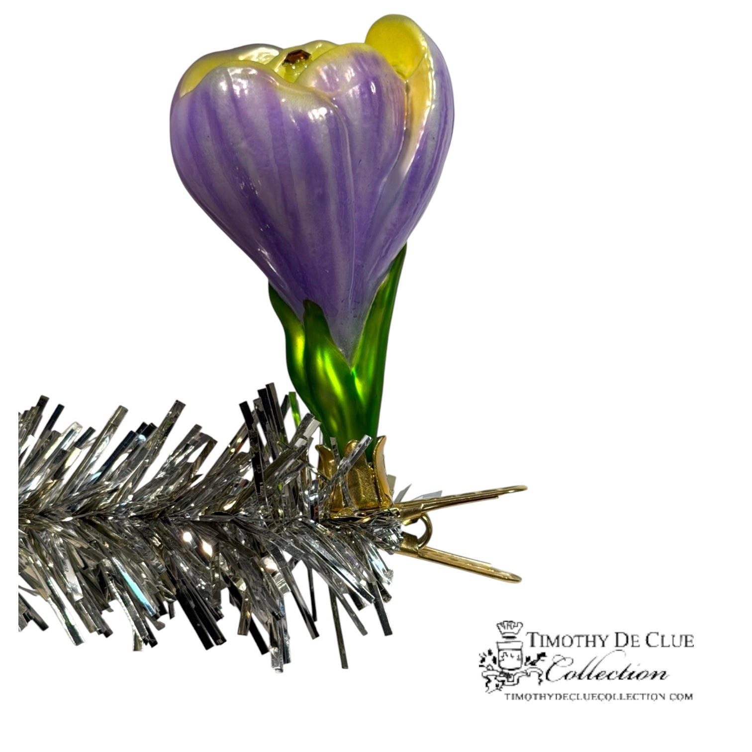 Crocus Clip Fleur Purple Yellow- | 3.25 in - Christmas Clip Ornament