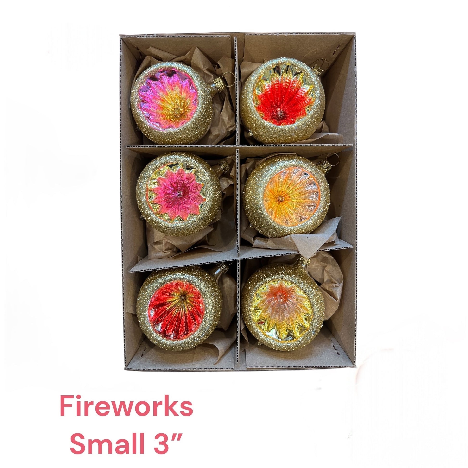 Fireworks Reflector- Set of 6 | Small 2.5 in - Antik Baubles Christmas Ornament
