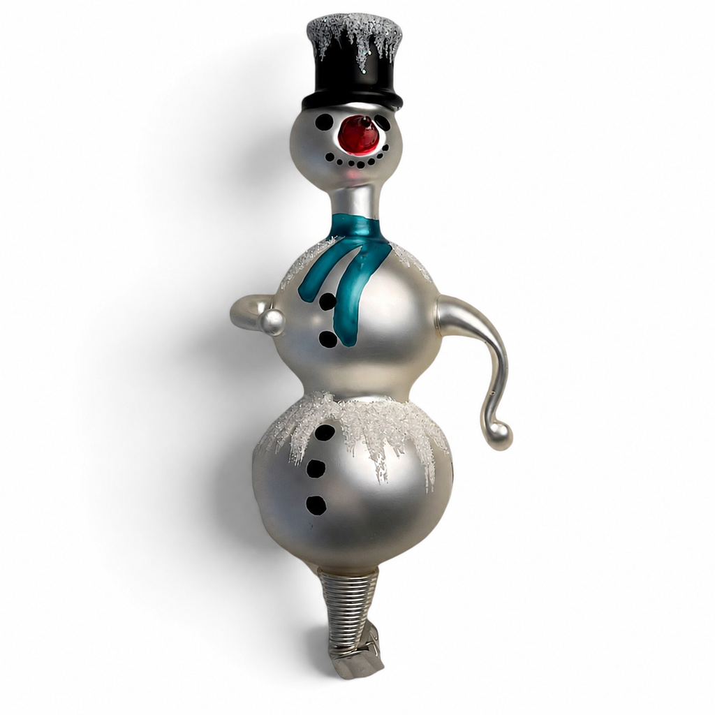 Free Blown Clip “Schnee Person Teal Scarf”  Snowman Clip Ornament