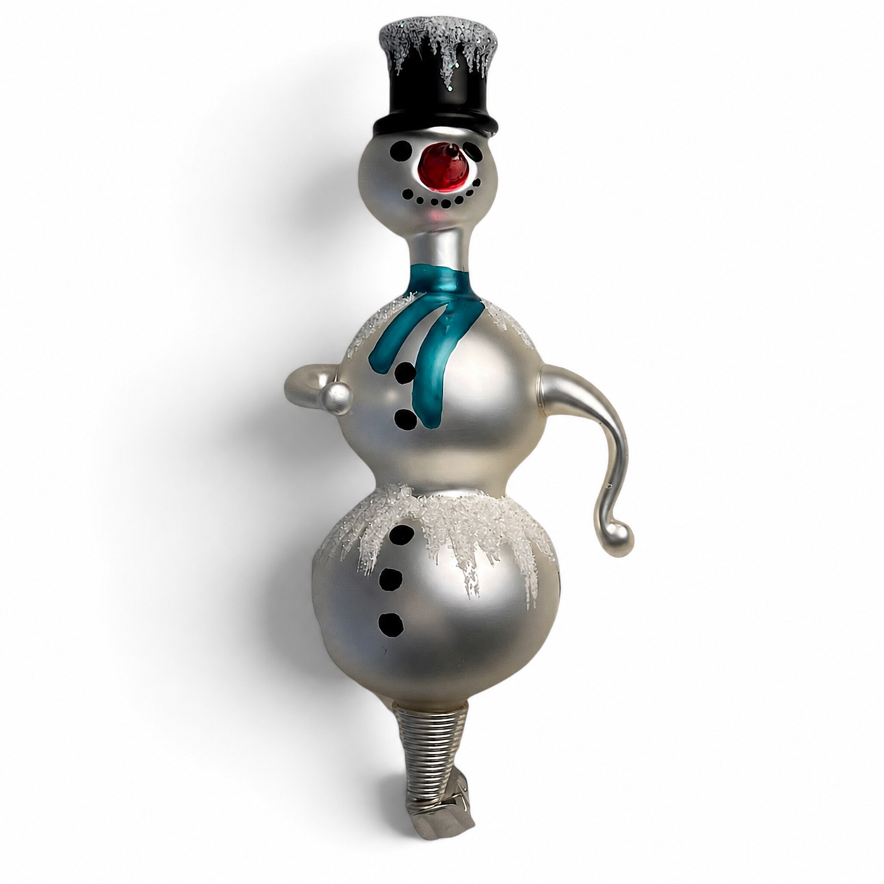 Free Blown Clip “Schnee Person Teal Scarf”  Snowman Clip Ornament