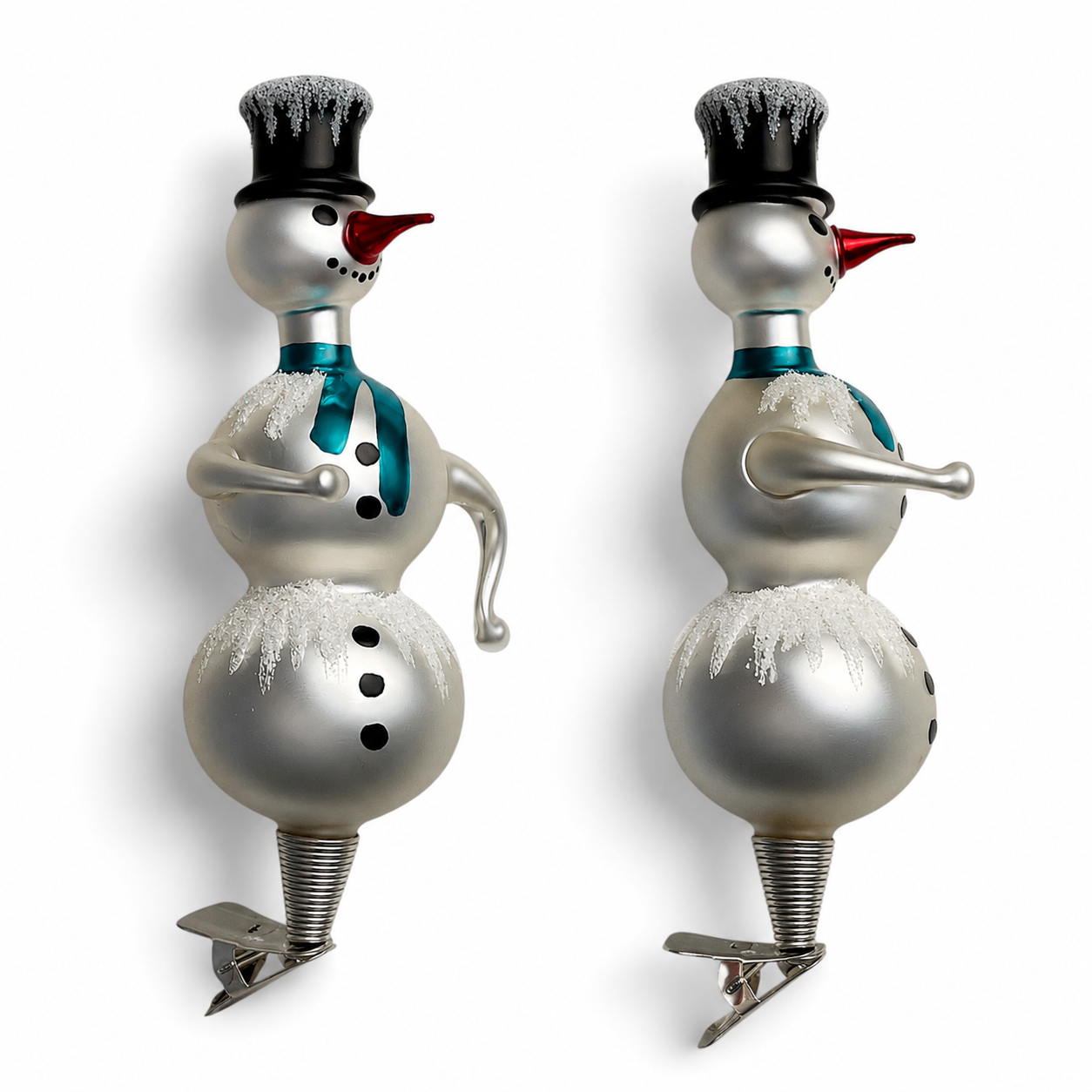 Free Blown Clip “Schnee Person Teal Scarf”  Snowman Clip Ornament