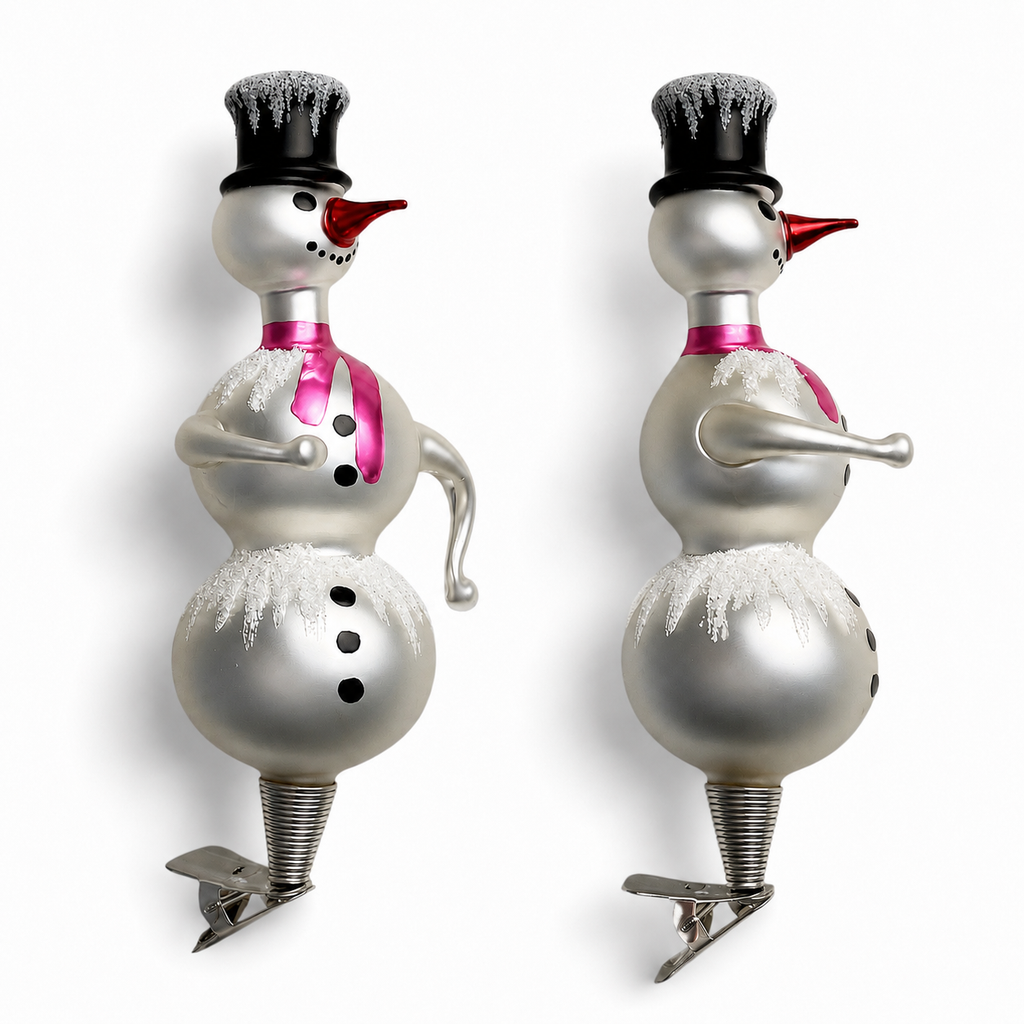 Free Blown Clip “Schnee Person Pink Scarf”  Snowman Clip Ornament