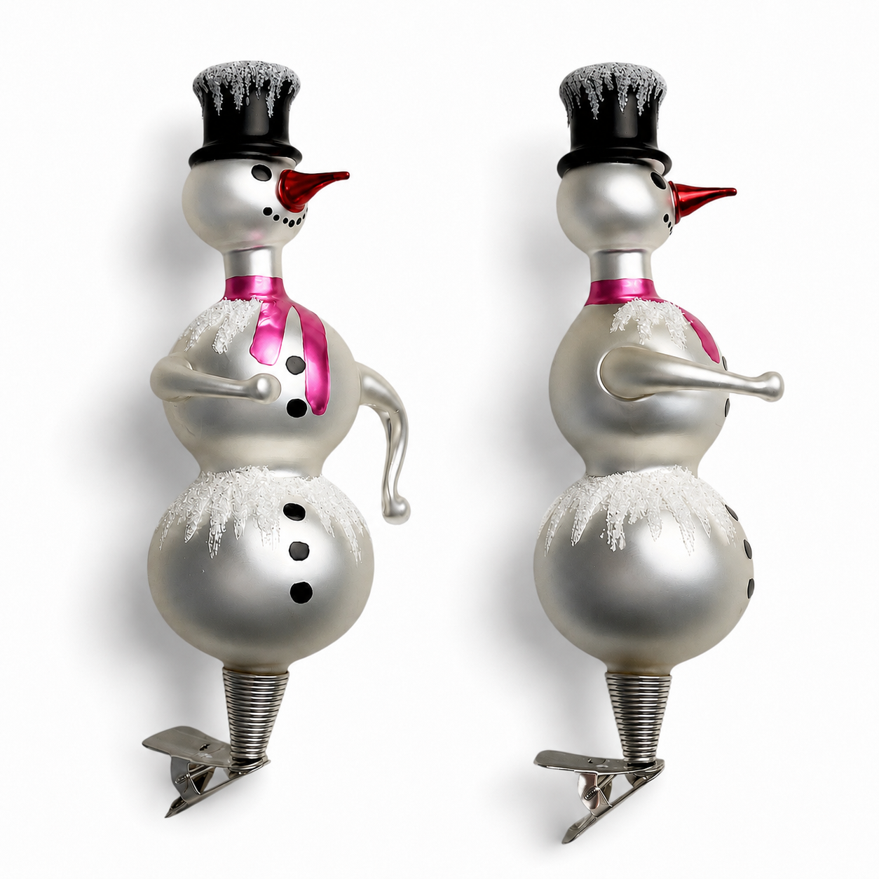 Free Blown Clip “Schnee Person Pink Scarf”  Snowman Clip Ornament