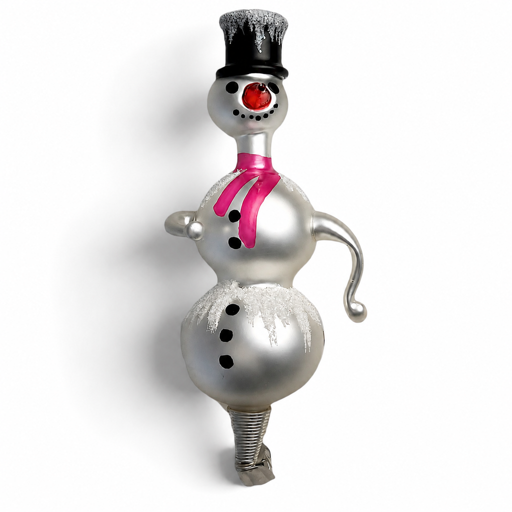 Free Blown Clip “Schnee Person Pink Scarf”  Snowman Clip Ornament