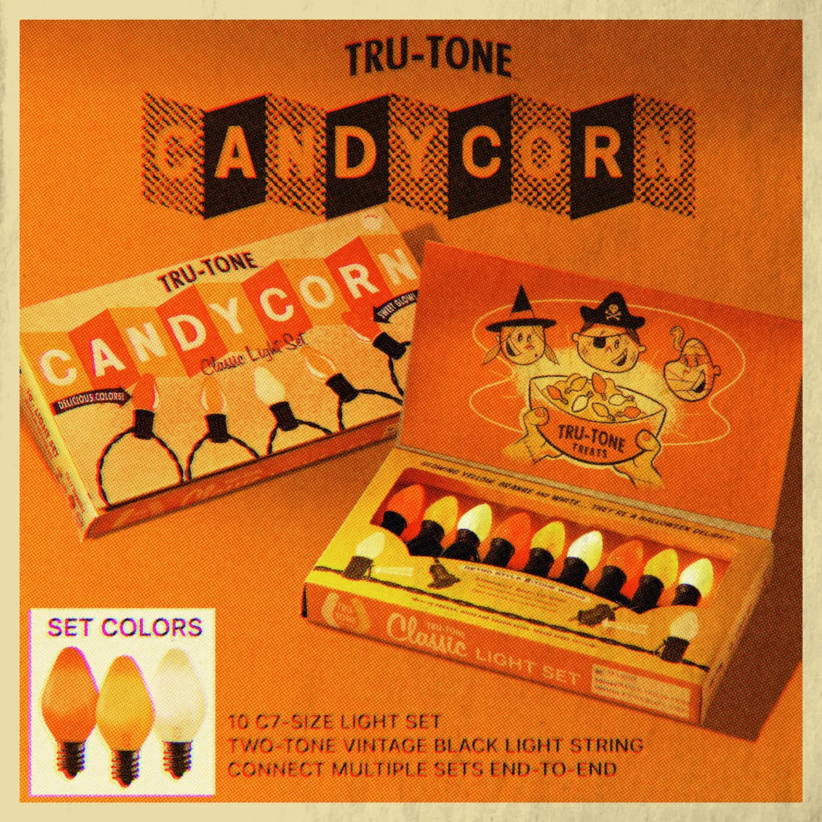 Tru-Tone LED Candy Corn Halloween Colors -10 Light Set