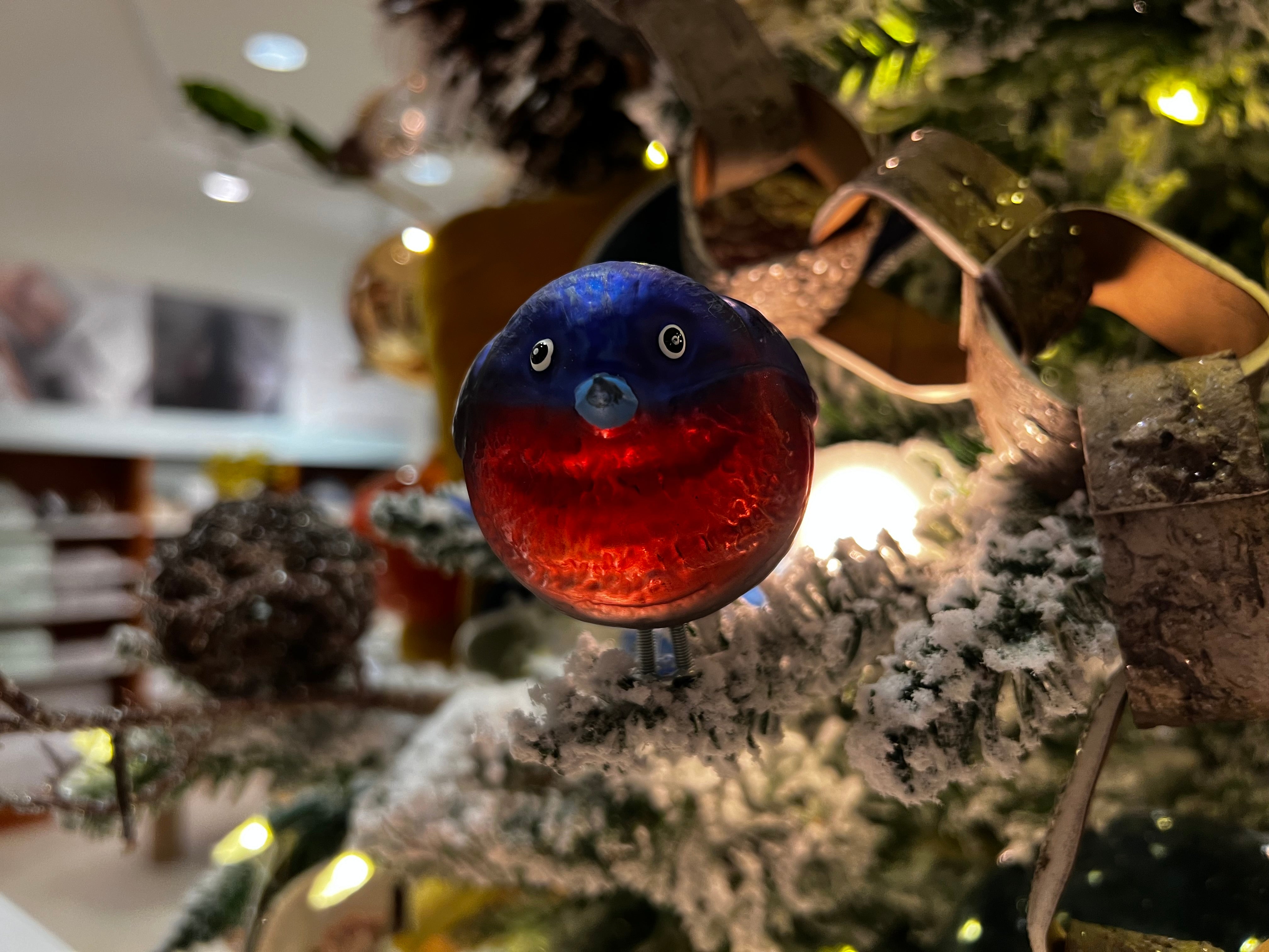 Bluebird Clip Bird feather Tail- Hand Blown Glass Christmas