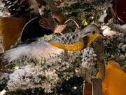 Meadowlark Clip Bird feather Tail- Hand Blown Glass Christmas Ornament | Made in Germany WHLS