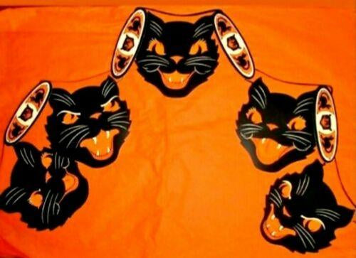 Vintage Halloween Jointed Cat Streamer. 7½" x 4'