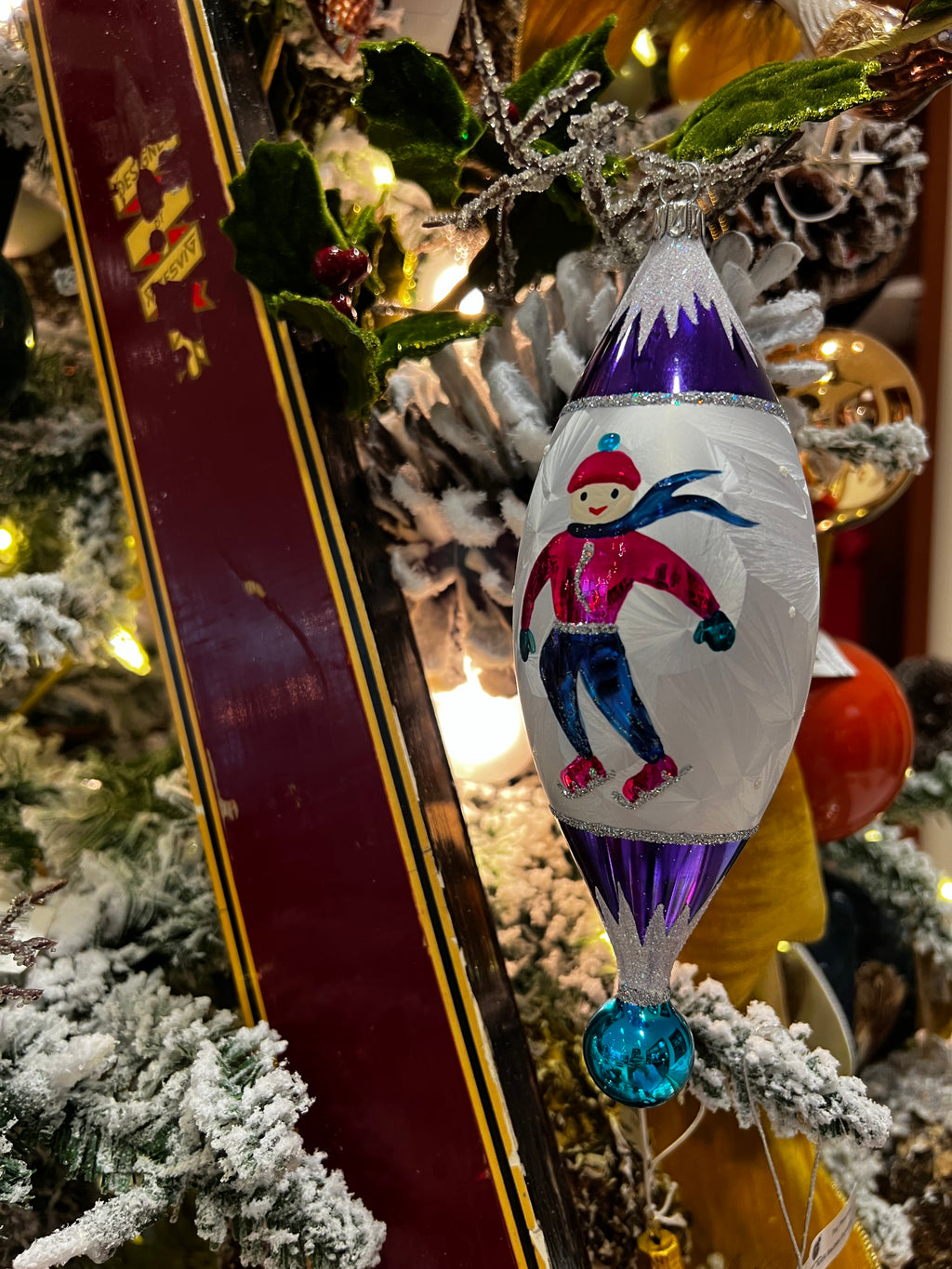 Gliding into Winter 7.5 in Tear Drop- Antik Baubles Exclusive Christmas Ornament