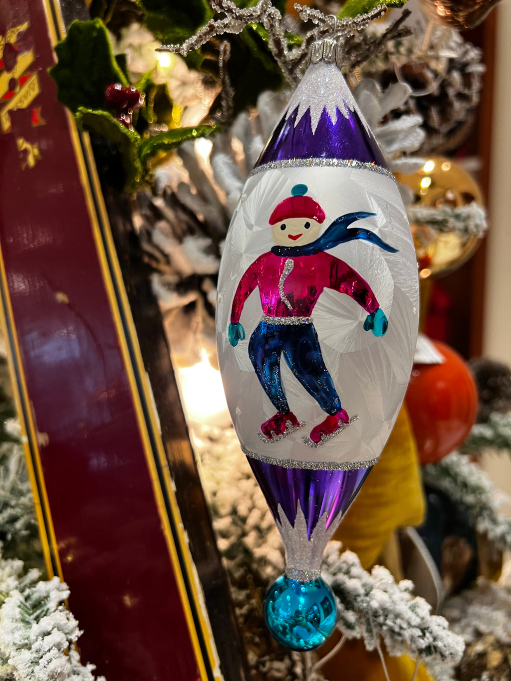 Gliding into Winter 7.5 in Tear Drop- Antik Baubles Exclusive Christmas Ornament